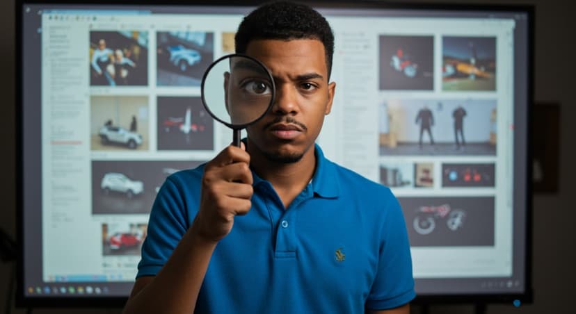 Cartoon character with magnifying glass