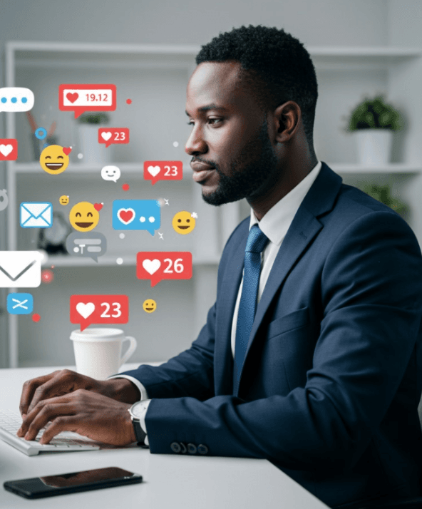 Two cartoon friends waving